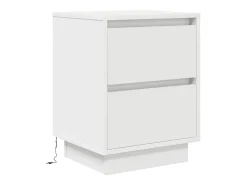 Mesas cabeceira c/ luzes LED 2 pcs 38x34x50 cm branco