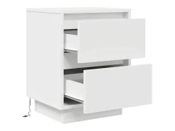 Mesas cabeceira c/ luzes LED 2 pcs 38x34x50 cm branco