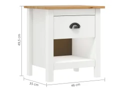 Mesas cabeceira Hill 2 pcs 46x35x49,5cm pinho maciço