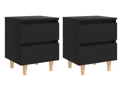 Mesas de cabeceira 2 pcs c/ pernas de pinho 40x35x50 cm preto