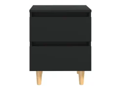 Mesas de cabeceira 2 pcs c/ pernas de pinho 40x35x50 cm preto