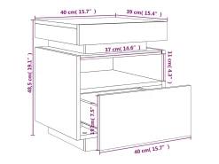 Mesas de cabeceira c/ luzes LED 2 pcs 40x39x48,5 cm preto