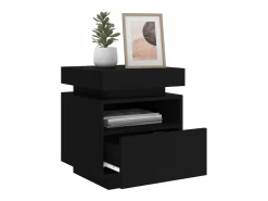 Mesas de cabeceira c/ luzes LED 2 pcs 40x39x48,5 cm preto