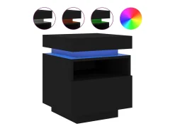 Mesas de cabeceira c/ luzes LED 2 pcs 40x39x48,5 cm preto