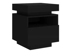 Mesas de cabeceira c/ luzes LED 2 pcs 40x39x48,5 cm preto