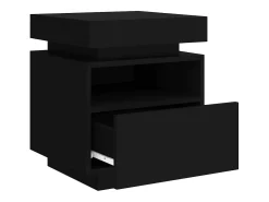 Mesas de cabeceira c/ luzes LED 2 pcs 40x39x48,5 cm preto