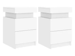 Mesas de cabeceira com luzes LED 2 pcs 35x39x55 cm branco