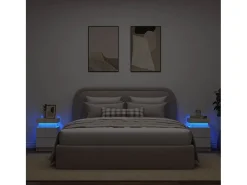 Mesas de cabeceira com luzes LED 2 pcs 35x39x55 cm branco