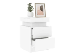 Mesas de cabeceira com luzes LED 2 pcs 35x39x55 cm branco