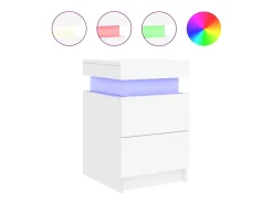 Mesas de cabeceira com luzes LED 2 pcs 35x39x55 cm branco
