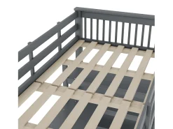 Mezanino iluminado 90x200cm e pino maciço com mesa e alcance étagère - Gris