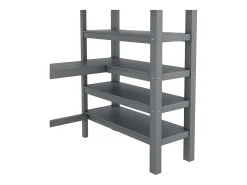 Mezanino iluminado 90x200cm e pino maciço com mesa e alcance étagère - Gris