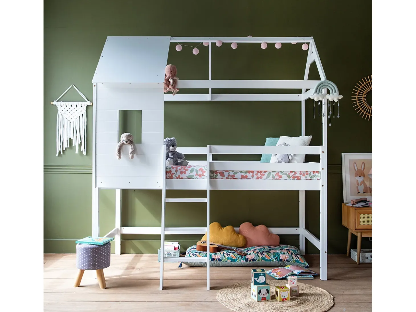 Mezzanine cama para crianças 190x90cm MARGOT branco