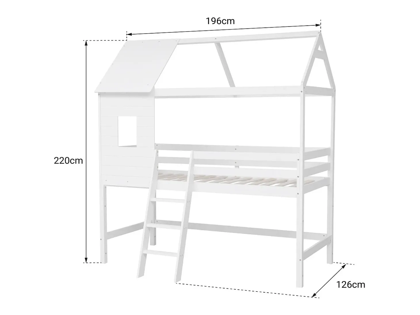 Mezzanine cama para crianças 190x90cm MARGOT branco