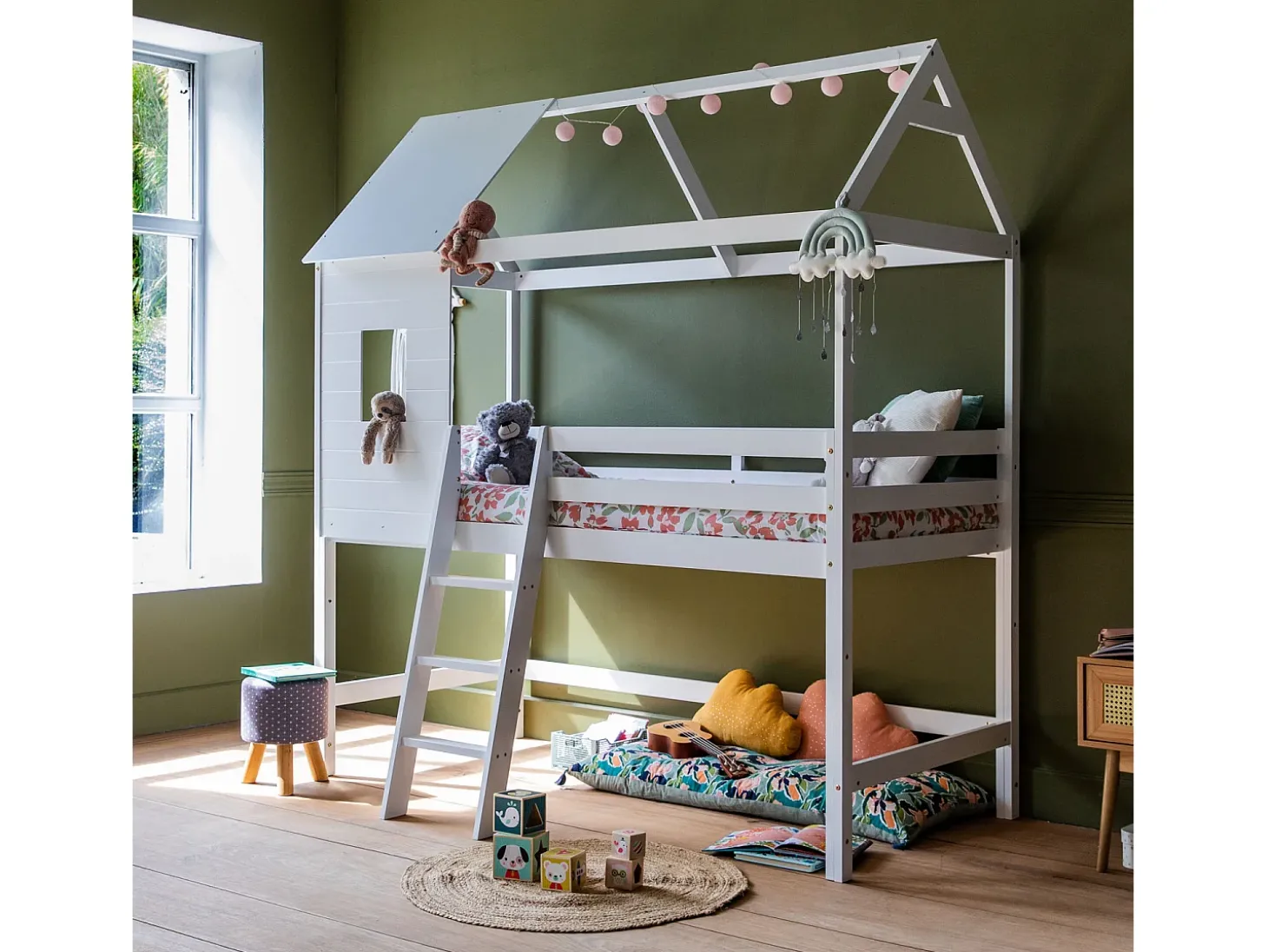 Mezzanine cama para crianças 190x90cm MARGOT branco