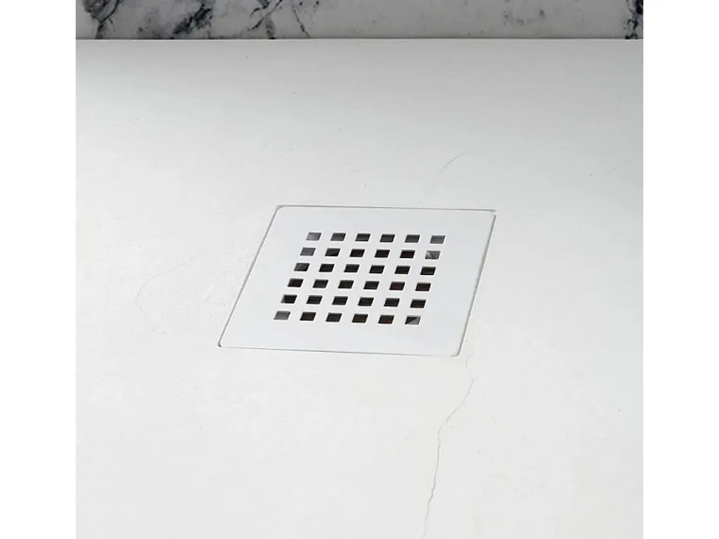 Milano dunne vierkante witte douchebak in steeneffecthars, antislip, 70x70h cm