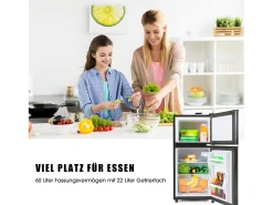 Mini Frigorífico - Congelador 22L + Frigorífico 38L - 42x45,5x86,8cm - 172 kWh/ano, Luz LED - Classe F - Preto