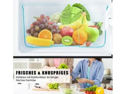 Mini Frigorífico - Congelador 22L + Frigorífico 38L - 42x45,5x86,8cm - 172 kWh/ano, Luz LED - Classe F - Preto