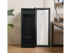 Mini frigorífico de 128 litros com prateleiras ajustáveis e LED azul - Preto