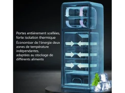 Mini geladeira 22L + 38L, 7 nível de temperatura, -27 ° C∽13 ° C, som 45 dB, classe de energia E, 102kWh/ano, 42x45.5x88.8cm