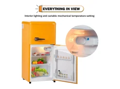 Mini geladeira 22L + 38L, 7 nível de temperatura, -27 ° C∽13 ° C, som 45 dB, classe de energia E, 102kWh/ano, 42x45.5x88.8cm