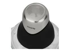 Mini picadora elétrica H.Koenig LEO8 320W - Tigela de vidro 1L, lâminas em inox, design preto fosco e cromo