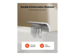 Misturador de Banheira Romana SucceBuy, Torneira de Banheira Cascata, Conjunto de Torneiras 3 Furos com 2 Maçanetas, Duplo Fluxo de Água, Montagem sobre Bancada