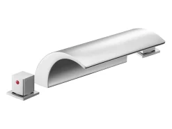 Misturador de Banheira Romana SucceBuy, Torneira de Banheira Cascata, Conjunto de Torneiras 3 Furos com 2 Maçanetas, Duplo Fluxo de Água, Montagem sobre Bancada