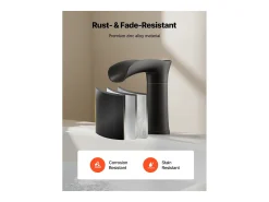 Misturador de Banheira Romana SucceBuy, Torneira de Banheira com 3 Furos, Cascata, em Liga de Zinco, com 2 Maçanetas, Controlo de Temperatura, Preto Fosco