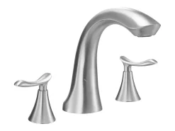 Misturador de Banheira Romana SucceBuy, Torneira de Banheira com Pescoço de Cisne com 3 Furos e 2 Maçanetas, Conjunto de Torneiras de Banho com Montagem