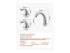 Misturador de Banheira Romana SucceBuy, Torneira de Banheira Cascata Pescoço de Cisne, Conjunto de Torneiras 3 Furos com 2 Maçanetas, Montagem sobre Bancada