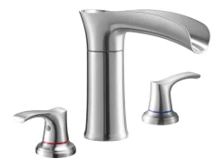 Misturador de Banheira Romana SucceBuy, Torneira de Banho Cascata, Conjunto de Torneiras 3 Furos com 2 Maçanetas, em Liga de Zinco, Montagem sobre Bancada