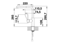 Misturador de cozinha em aço inox escovado BLANCO LANORA-S com ducha extraível e bica orientável 190°