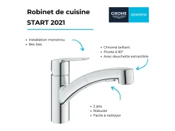 Misturador Monocomando para Pia com Chuveirinho GROHE Start 2021