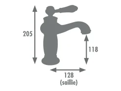 Misturador monocomando para lavatório MARPLE cromado, cartucho cerâmico 35 mm, economia de água, corpo em latão, flexível inox F3/8