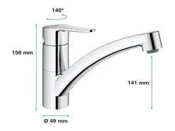Misturador monocomando para lava-louça GROHE Start Eco - Bica baixa, Cromado, Garantia de 5 anos