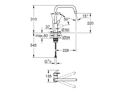Misturadora de cozinha monocomando GROHE Start 2021 com bica alta cromada
