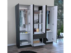 Mitu Roupeiro de 6 portas com uma gaveta e armário, 181 cm X 162 cm X 47.29 cm , Preto