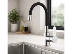 Mémory misturador para lava-loiça cromado com mangueira flexível com memória de forma Essebagno