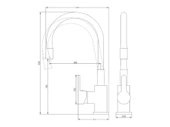 Mémory misturador para lava-loiça preto com mangueira flexível com memória de forma Essebagno