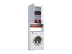 Mobiliário de casa de banho armário de máquina de lavar Lona Branco B. 64 x A. 182 x d. 27 cm
