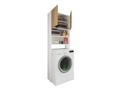 Mobiliário de casa de banho armário de máquina de lavar Jutas Branco/carvalho de mel B. 64 x A. 190 x P. 25 cm