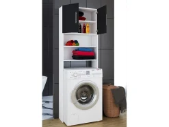 Mobiliário de casa de banho armário de máquina de lavar Jutas Branco/Preto B. 64 x A. 190 x P. 25 cm