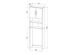 Mobiliário de casa de banho armário de máquina de lavar Jutas Branco/Preto B. 64 x A. 190 x P. 25 cm
