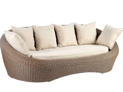 Mobiliário de jardim em resina entrançada castanho 3+1+1 mesa - WHITEHEAVEN