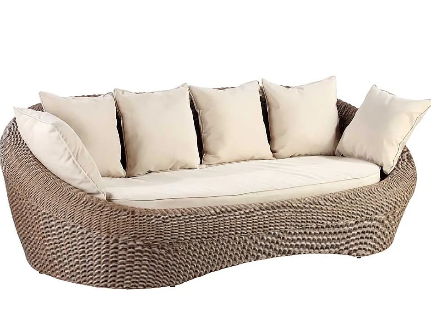Mobiliário de jardim em resina entrançada castanho 3+1+1 mesa - WHITEHEAVEN