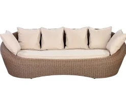 Mobiliário de jardim em resina entrançada castanho 3+1+1 mesa - WHITEHEAVEN