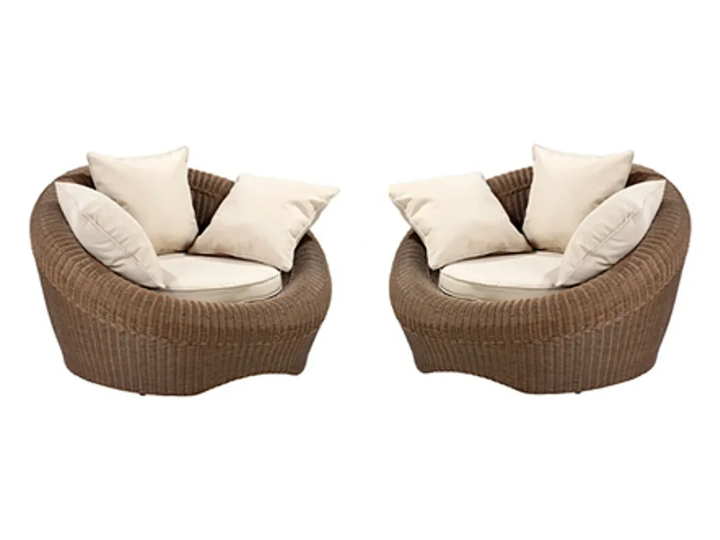 Mobiliário de jardim em resina entrançada castanho 3+1+1 mesa - WHITEHEAVEN