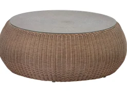 Mobiliário de jardim em resina entrançada castanho 3+1+1 mesa - WHITEHEAVEN
