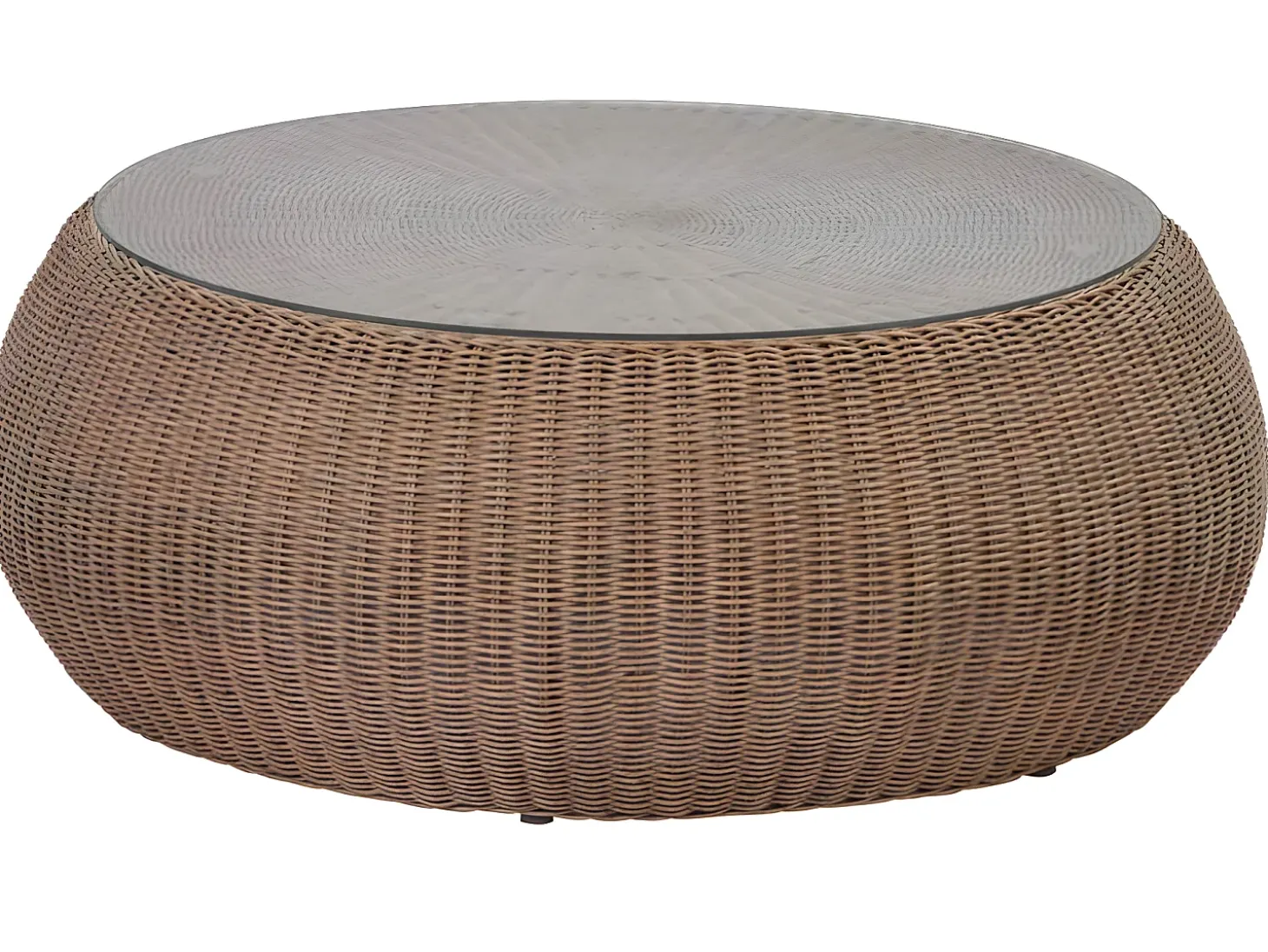 Mobiliário de jardim em resina entrançada castanho 3+1+1 mesa - WHITEHEAVEN